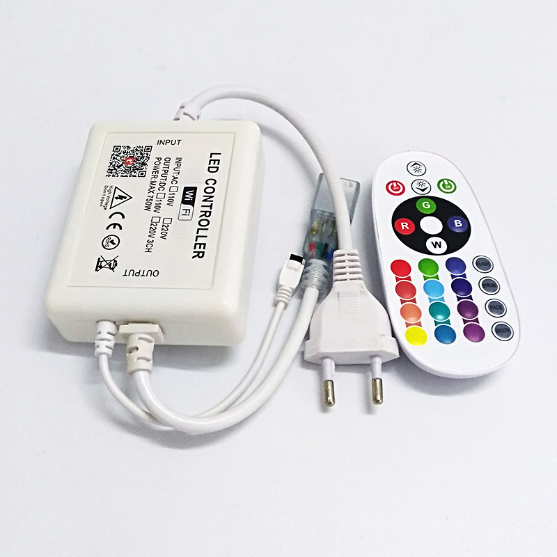 AC110V-220V WiFi High Voltage RGB LED Controller, 500W/750W Work With IR Remote, Amazon Alexa, Google Assistant, IFTTT and Smart Life